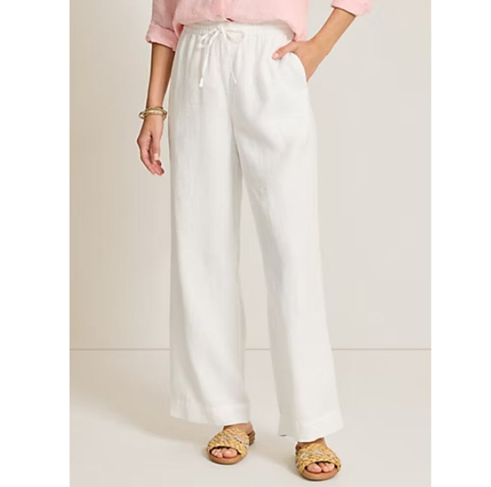 Tommy Bahama Women's White Two Palms High-Rise Linen Easy Pants Size XL